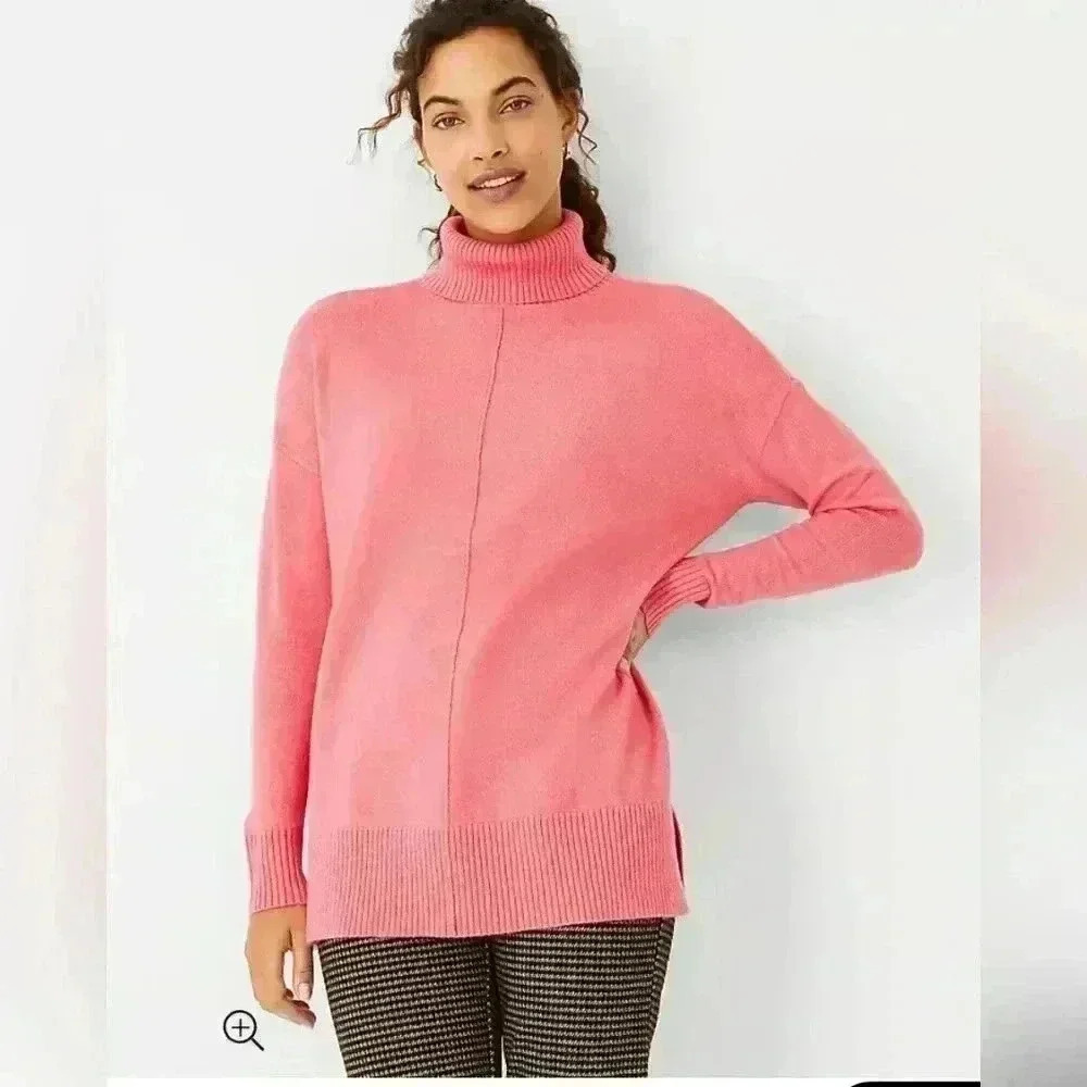 Ann Taylor Seamed Turtleneck Tunic Sweater Size MP